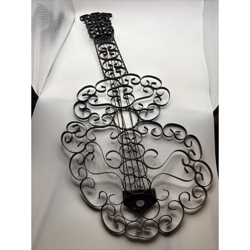 Vintage Mid-Century Wrought Iron Guitar Wall Art - 25